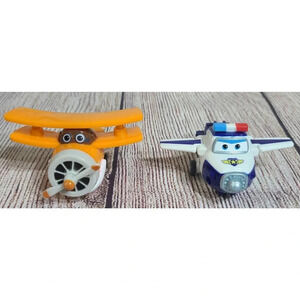 Super Wings Transform-A-Bots Planes Grand Abert Paul Orange Blue White 2"